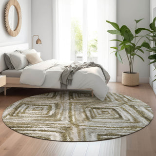 Piper Looms Mayfield Diamonds AMF781 Brown Machine Washable Area Rug Round Lifestyle Image Feature