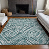 Piper Looms Mayfield Diamonds AMF781 Teal Machine Washable Area Rug Lifestyle Image Feature
