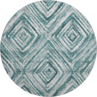 Piper Looms Mayfield Diamonds AMF781 Teal Machine Washable Area Rug Round Main Image