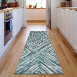 Piper Looms Mayfield Diamonds AMF781 Teal Machine Washable Area Rug Runner Lifestyle Image Feature