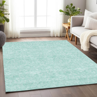 Piper Looms Mayfield Floral AMF782 Teal Machine Washable Area Rug Lifestyle Image Feature