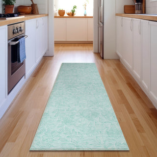 Piper Looms Mayfield Floral AMF782 Teal Machine Washable Area Rug Runner Lifestyle Image Feature