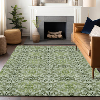 Piper Looms Mayfield Medallions AMF783 Aloe Machine Washable Area Rug Lifestyle Image Feature