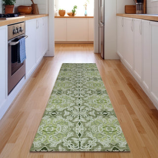 Piper Looms Mayfield Medallions AMF783 Aloe Machine Washable Area Rug Runner Lifestyle Image Feature