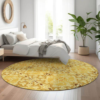 Piper Looms Mayfield Medallions AMF783 Orange Machine Washable Area Rug Round Lifestyle Image Feature