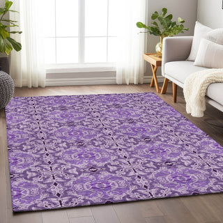 Piper Looms Mayfield Medallions AMF783 Purple Machine Washable Area Rug Lifestyle Image Feature