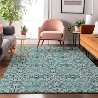 Piper Looms Mayfield Medallions AMF783 Teal Machine Washable Area Rug Lifestyle Image Feature