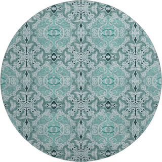 Piper Looms Mayfield Medallions AMF783 Teal Machine Washable Area Rug Round Main Image