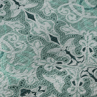 Piper Looms Mayfield Medallions AMF783 Teal Machine Washable Area Rug Swatch Image