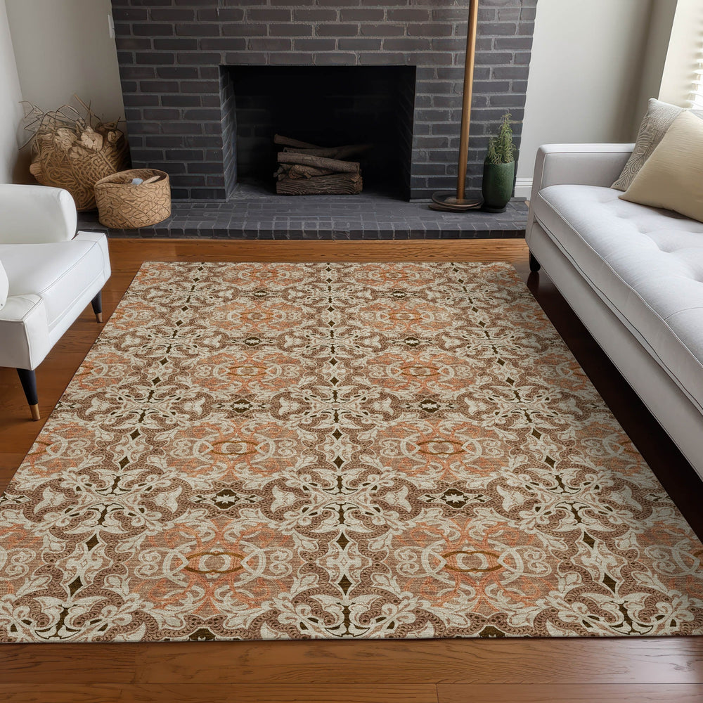 Piper Looms Mayfield Medallions AMF783 Terracotta Machine Washable Area Rug Lifestyle Image Feature