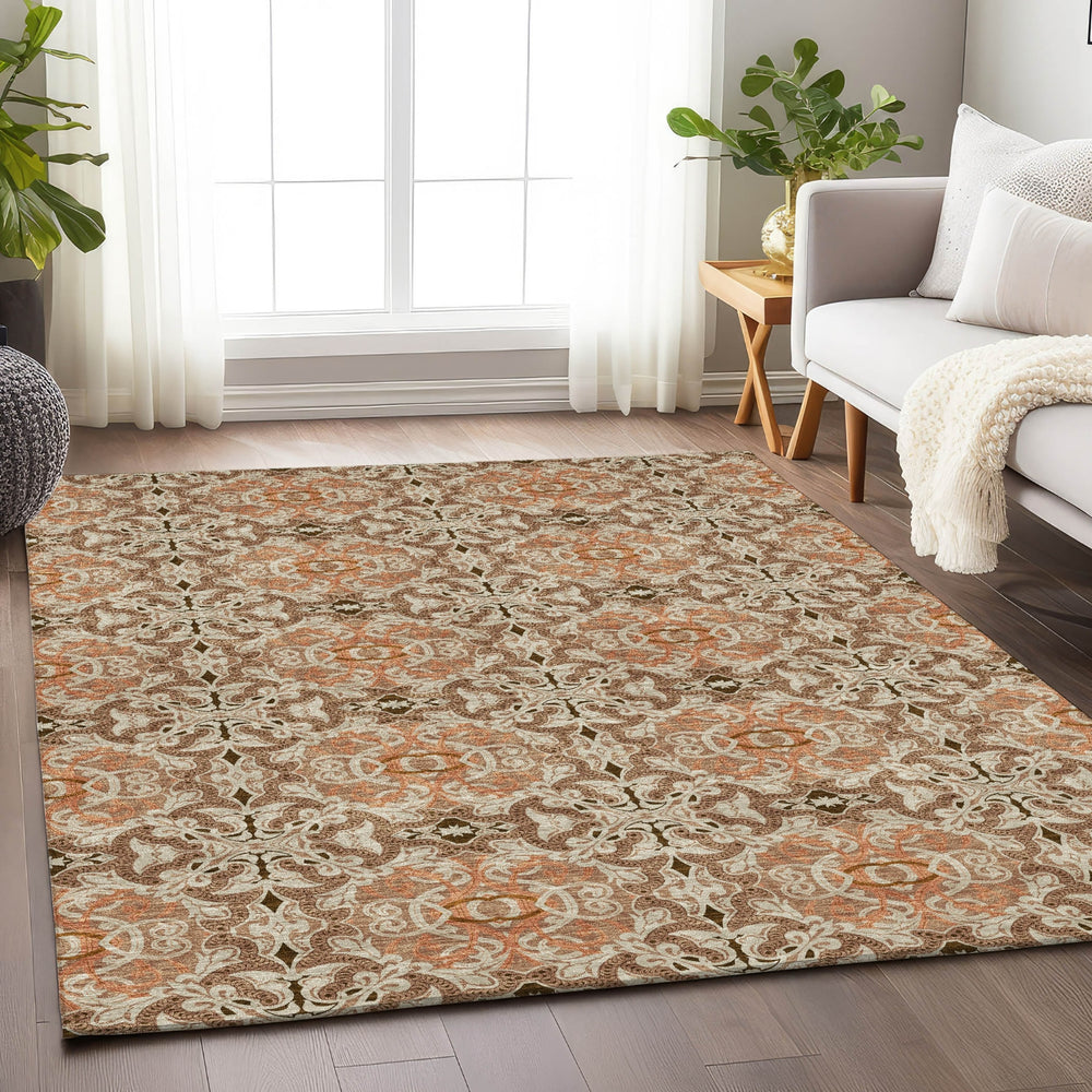 Piper Looms Mayfield Medallions AMF783 Terracotta Machine Washable Area Rug Lifestyle Image Feature