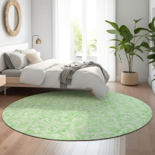 Piper Looms Mayfield Medallions AMF784 Lime Machine Washable Area Rug Round Lifestyle Image Feature