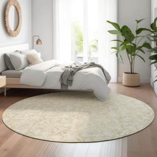 Piper Looms Mayfield Medallions AMF784 Tan Machine Washable Area Rug Round Lifestyle Image Feature