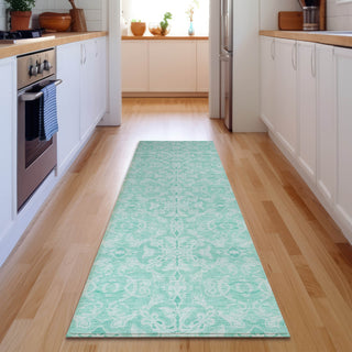 Piper Looms Mayfield Medallions AMF784 Turquoise Machine Washable Area Rug Runner Lifestyle Image Feature
