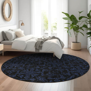 Piper Looms Mayfield Medallions AMF785 Blue Machine Washable Area Rug Round Lifestyle Image Feature