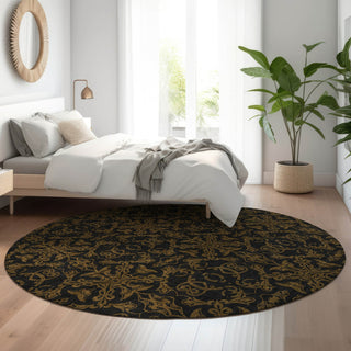 Piper Looms Mayfield Medallions AMF785 Brown Machine Washable Area Rug Round Lifestyle Image Feature