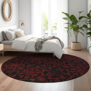 Piper Looms Mayfield Medallions AMF785 Red Machine Washable Area Rug Round Lifestyle Image Feature