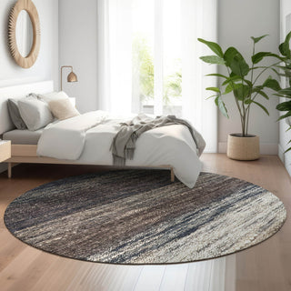 Piper Looms Mayfield Lines AMF786 Beige Machine Washable Area Rug Round Lifestyle Image Feature