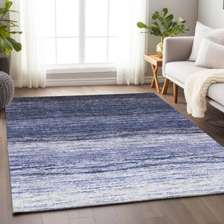 Piper Looms Mayfield Lines AMF786 Blue Machine Washable Area Rug Lifestyle Image Feature