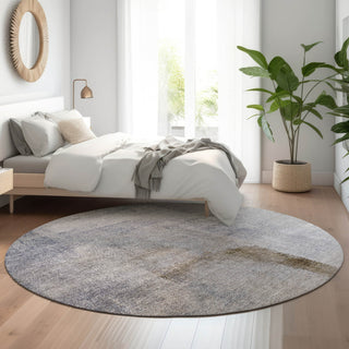 Piper Looms Mayfield Lines AMF786 Blue Machine Washable Area Rug Round Lifestyle Image Feature