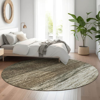 Piper Looms Mayfield Lines AMF786 Brown Machine Washable Area Rug Round Lifestyle Image Feature