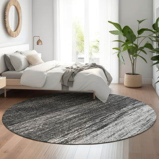 Piper Looms Mayfield Lines AMF786 Gray Machine Washable Area Rug Round Lifestyle Image Feature