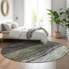 Piper Looms Mayfield Lines AMF786 Green Machine Washable Area Rug Round Lifestyle Image Feature