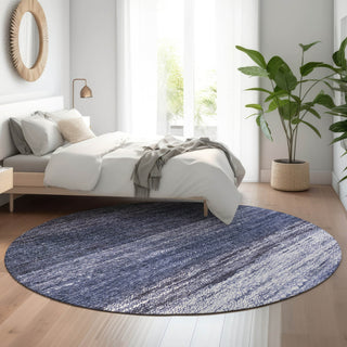 Piper Looms Mayfield Modern AMF787 Blue Machine Washable Area Rug Round Lifestyle Image Feature