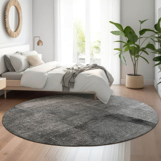 Piper Looms Mayfield Modern AMF787 Gray Machine Washable Area Rug Round Lifestyle Image Feature