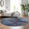 Piper Looms Mayfield Modern AMF787 Navy Machine Washable Area Rug Round Lifestyle Image Feature