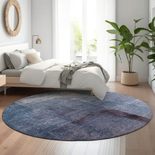 Piper Looms Mayfield Modern AMF787 Navy Machine Washable Area Rug Round Lifestyle Image Feature