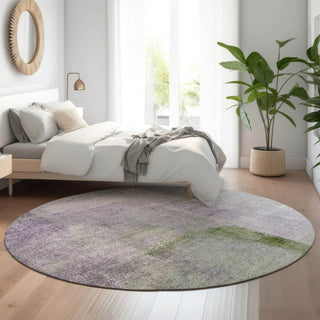 Piper Looms Mayfield Modern AMF787 Purple Machine Washable Area Rug Round Lifestyle Image Feature