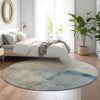 Piper Looms Mayfield Modern AMF787 Taupe Machine Washable Area Rug Round Lifestyle Image Feature