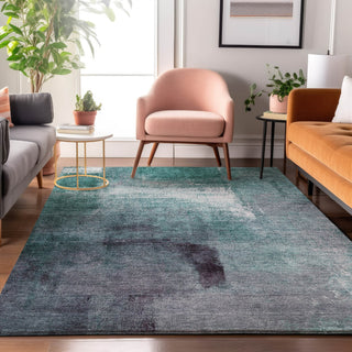 Piper Looms Mayfield Modern AMF787 Teal Machine Washable Area Rug Lifestyle Image Feature