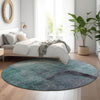 Piper Looms Mayfield Modern AMF787 Teal Machine Washable Area Rug Round Lifestyle Image Feature