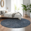 Piper Looms Mayfield Floral AMF788 Blue Machine Washable Area Rug Round Lifestyle Image Feature