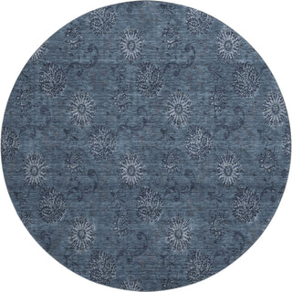 Piper Looms Mayfield Floral AMF788 Blue Machine Washable Area Rug Round Main Image