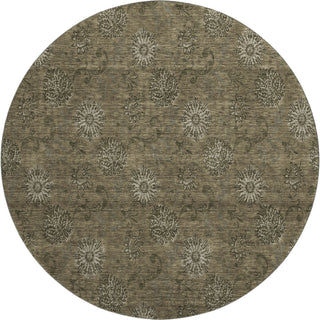 Piper Looms Mayfield Floral AMF788 Brown Machine Washable Area Rug Round Main Image
