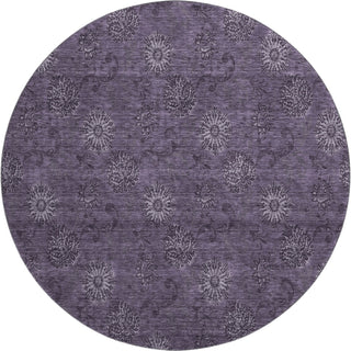 Piper Looms Mayfield Floral AMF788 Eggplant Machine Washable Area Rug Round Main Image