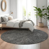 Piper Looms Mayfield Floral AMF788 Gray Machine Washable Area Rug Round Lifestyle Image Feature