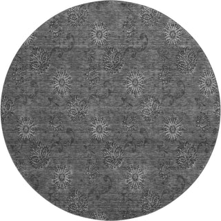 Piper Looms Mayfield Floral AMF788 Gray Machine Washable Area Rug Round Main Image