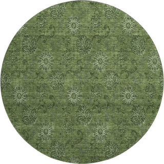 Piper Looms Mayfield Floral AMF788 Olive Machine Washable Area Rug Round Main Image