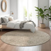 Piper Looms Mayfield Floral AMF789 Khaki Machine Washable Area Rug Round Lifestyle Image Feature
