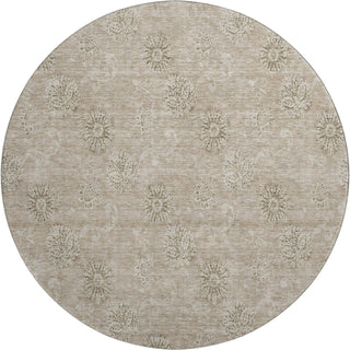 Piper Looms Mayfield Floral AMF789 Khaki Machine Washable Area Rug Round Main Image