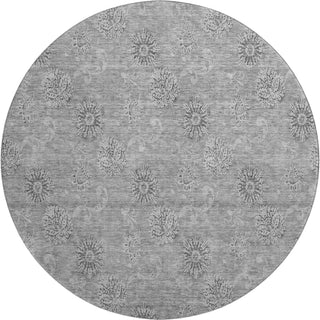 Piper Looms Mayfield Floral AMF789 Pewter Machine Washable Area Rug Round Main Image