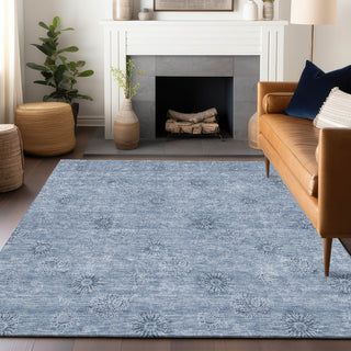 Piper Looms Mayfield Floral AMF789 Sky Machine Washable Area Rug Lifestyle Image Feature
