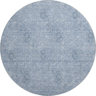 Piper Looms Mayfield Floral AMF789 Sky Machine Washable Area Rug Round Main Image