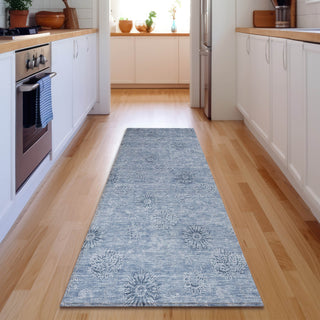 Piper Looms Mayfield Floral AMF789 Sky Machine Washable Area Rug Runner Lifestyle Image Feature