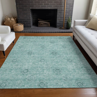 Piper Looms Mayfield Floral AMF789 Teal Machine Washable Area Rug Lifestyle Image Feature