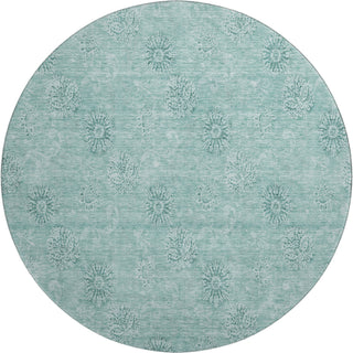 Piper Looms Mayfield Floral AMF789 Teal Machine Washable Area Rug Round Main Image